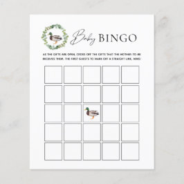 Baby Shower Baby Bingo Spelkaart met Wilde Eend
