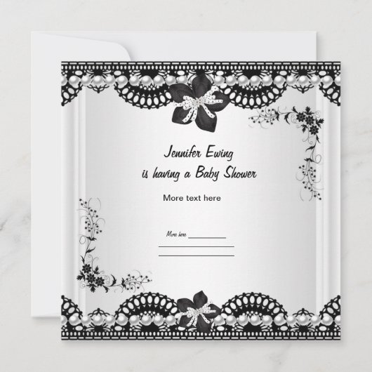 Baby shower Baby Black White Girl of Boy Kaart (Achterkant)