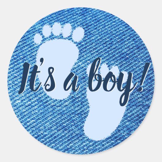 Baby shower Baby Blauw Denim Custom Ronde Sticker (Voorkant)