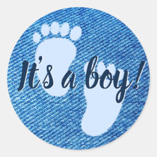 Baby shower Baby Blauw Denim Custom Ronde Sticker