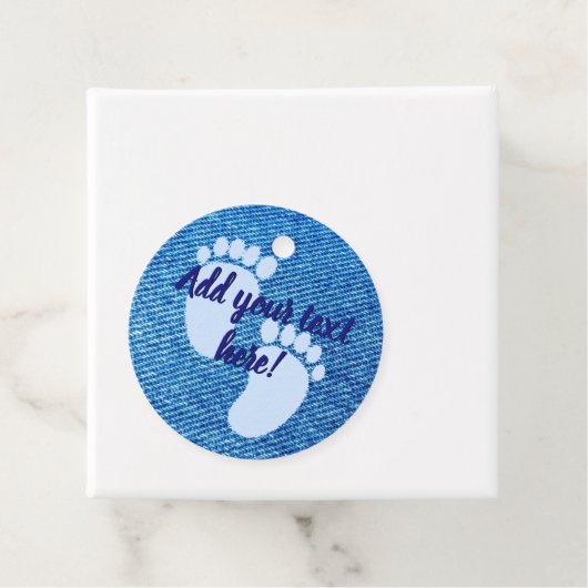 Baby shower Baby Blauw Denim Print Custom Bedankjes Labels (In situ)