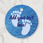 Baby shower Baby Blauw Denim Print Custom Bedankjes Labels (Voorkant)