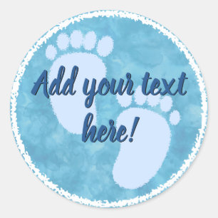 Baby shower Baby Blauwe Waterverf Aangepast Ronde Sticker