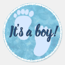 Baby shower Baby Blauwe Waterverf Aangepast Ronde Sticker
