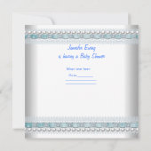 Baby shower Baby Blue Booties Pearl Lace Kaart (Achterkant)