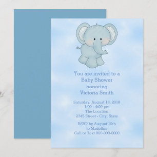 baby shower Baby Blue Elephant Kaart