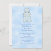 baby shower Baby Blue Hippo Kaart (Voorkant)