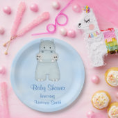 baby shower Baby Blue Hippo Papieren Bordje (Feest)