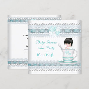 Baby shower Baby Blue Teacup Tea Party Kaart
