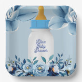 Baby Shower - Baby Bottle- Flowers Name Custom Papieren Bordje (Voorkant)