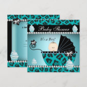 Baby shower Baby Boy Blauwgroen Cupcake Sprinkle Kaart (Voorkant / Achterkant)