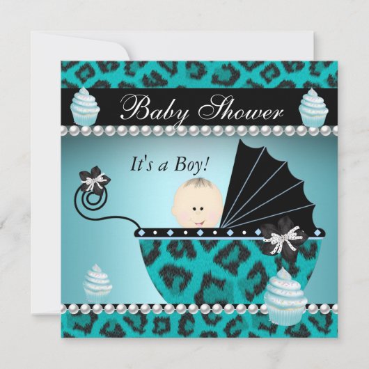 Baby shower Baby Boy Blauwgroen Cupcake Sprinkle Kaart (Voorkant)