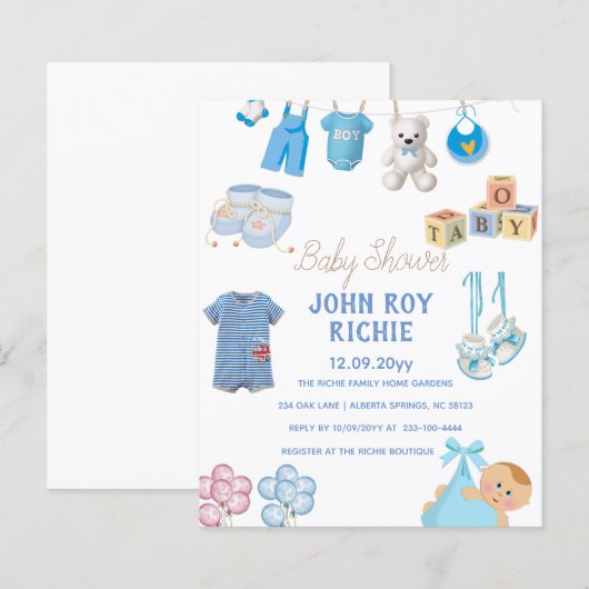 Baby Shower | Baby Boy Blue (Voorkant / Achterkant)