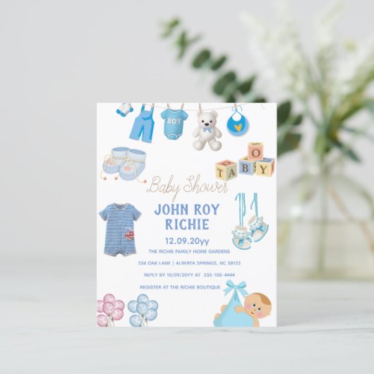 Baby Shower | Baby Boy Blue (Staand voorkant)
