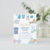 Baby Shower | Baby Boy Blue Aankondigingskaart (Staand voorkant)