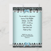 Baby shower Baby Boy Blue Blauwgroen Black Lace 2 Kaart (Achterkant)