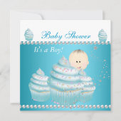 Baby shower Baby Boy Blue Cupcake Sprinkle Kaart (Voorkant)