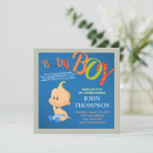 baby shower Baby BOY Blue Funny Finger Card Kaart (Staand voorkant)