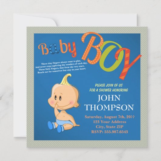 baby shower Baby BOY Blue Funny Finger Card Kaart (Voorkant)