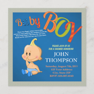 baby shower Baby BOY Blue Funny Finger Card Kaart