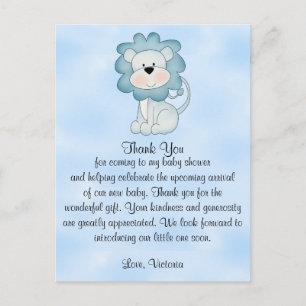 Baby shower Baby Boy Blue Lion Briefkaart