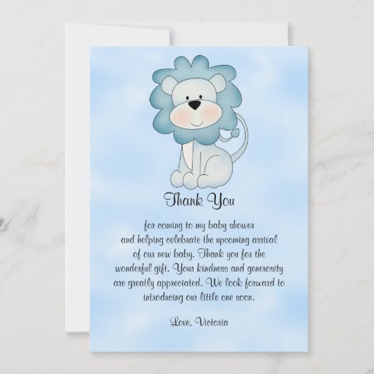 Baby shower Baby Boy Blue Lion Kaart (Voorkant)