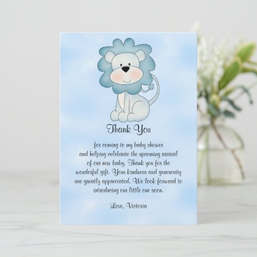 Baby shower Baby Boy Blue Lion Kaart (Staand voorkant)