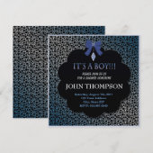 Baby shower Baby BOY Blue Ribbon Decoration Card Kaart (Voorkant / Achterkant)