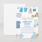 Baby Shower | Baby Boy Blue RSVP Kaartje (Voorkant / Achterkant)