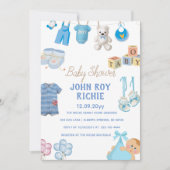 Baby Shower | Baby Boy Blue Save The Date (Voorkant)