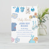 Baby Shower | Baby Boy Blue Save The Date (Staand voorkant)