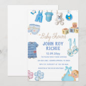 Baby Shower | Baby Boy Blue Save The Date (Voorkant / Achterkant)