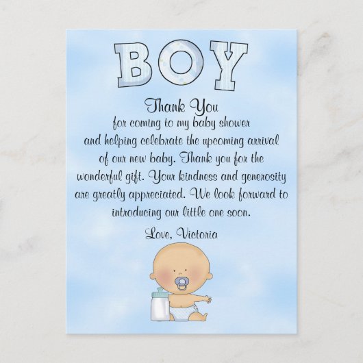 Baby shower Baby Boy Briefkaart (Voorkant)