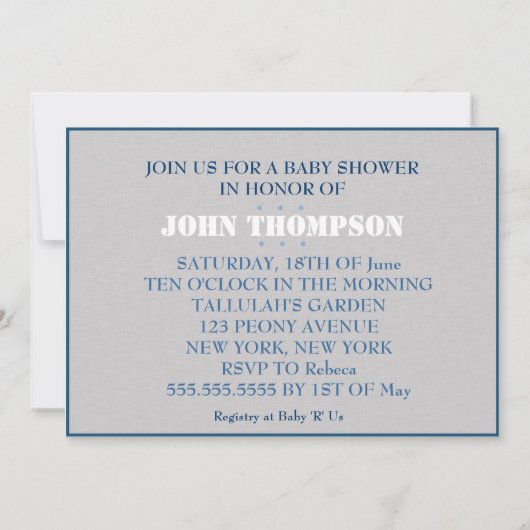 baby shower Baby BOY Crossword Invitation Card Kaart (Achterkant)