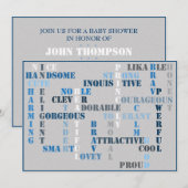 baby shower Baby BOY Crossword Invitation Card Kaart (Voorkant / Achterkant)