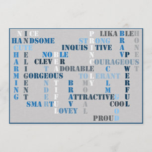 baby shower Baby BOY Crossword Invitation Card Kaart