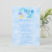 Baby shower Baby Boy Elephant Kaart (Staand voorkant)