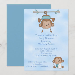 baby shower Baby Boy Monkey Kaart