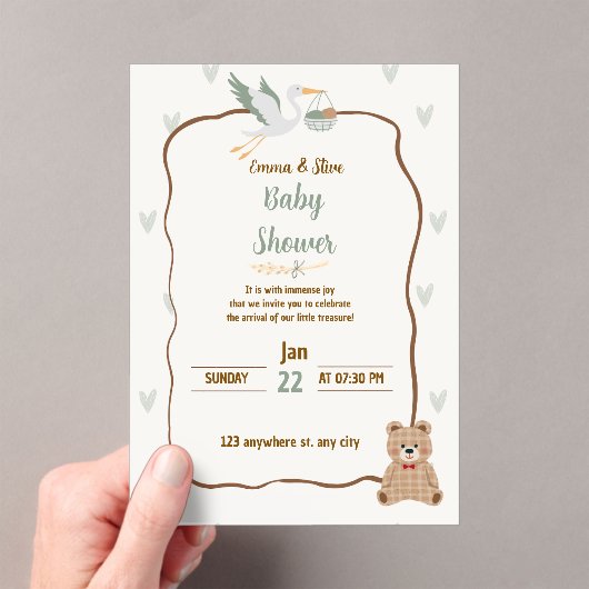 Baby shower - baby boy or gris Invitation Acryl Uitnodigingen (Insitu (Draagbaar))