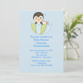 Baby shower Baby Boy Penguin Kaart (Staand voorkant)