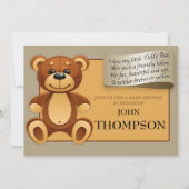 baby shower Baby BOY Teddy Bear Invitation Card Kaart (Voorkant)