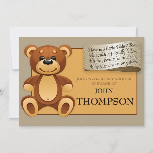 baby shower Baby BOY Teddy Bear Invitation Card Kaart (Voorkant)