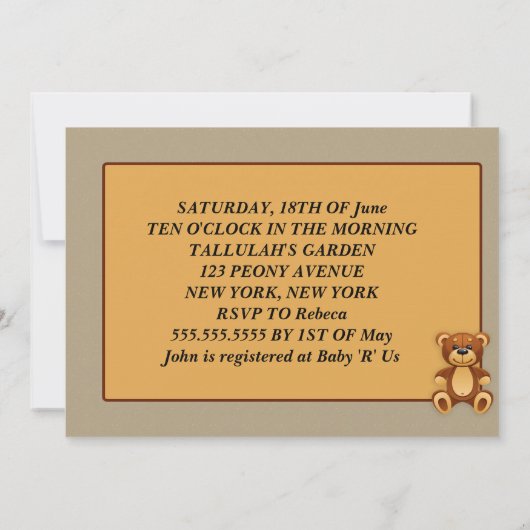 baby shower Baby BOY Teddy Bear Invitation Card Kaart (Achterkant)