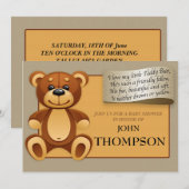 baby shower Baby BOY Teddy Bear Invitation Card Kaart (Voorkant / Achterkant)