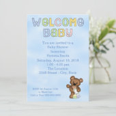 Baby shower Baby Boy Teddy Bear Kaart (Staand voorkant)