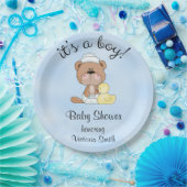 baby shower Baby Boy Teddy Bear Papieren Bordje (Feest)