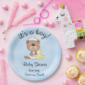 baby shower Baby Boy Teddy Bear Papieren Bordje (Feest)