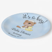 baby shower Baby Boy Teddy Bear Papieren Bordje (Gekanteld)
