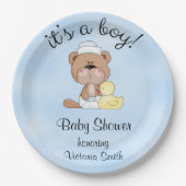 baby shower Baby Boy Teddy Bear Papieren Bordje (Voorkant)