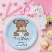 baby shower Baby Boy Teddy Bear Papieren Bordje (Feest)